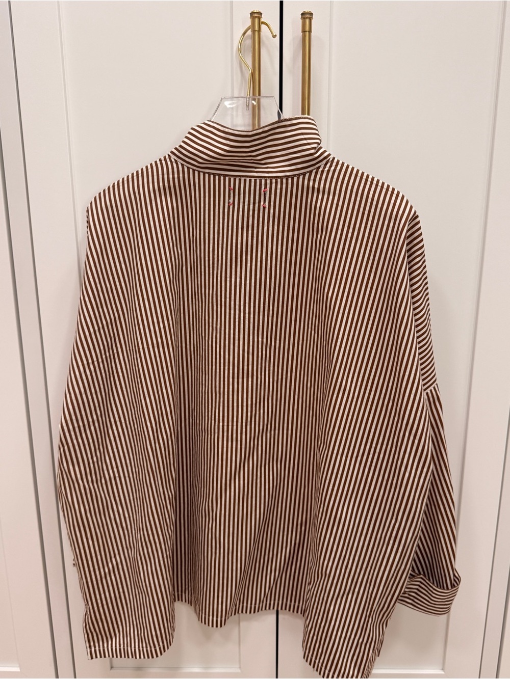 Mersea/Voyager Emerson Pop Up Collar Top in Cafe Stripe - Picture 4 of 6